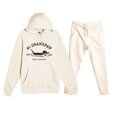 Men 1 Grandpaw Lab Tested Pun Labrador Retriever Grandpa Premium Hooded Sweatsuit Set