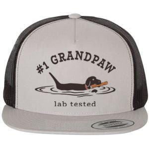 Men 1 Grandpaw Lab Tested Pun Labrador Retriever Grandpa Flat Bill Trucker Hat