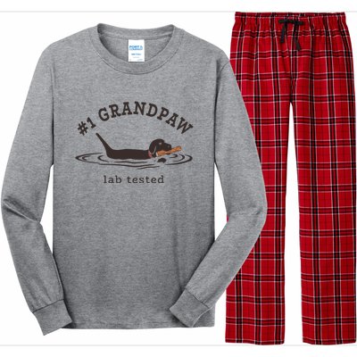 Men 1 Grandpaw Lab Tested Pun Labrador Retriever Grandpa Long Sleeve Pajama Set