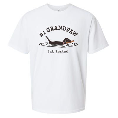 Men 1 Grandpaw Lab Tested Pun Labrador Retriever Grandpa Sueded Cloud Jersey T-Shirt