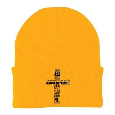 Matthew 16:24 Jesus Said Follow Me Cross Knit Cap Winter Beanie