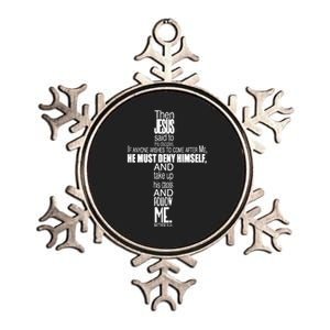 Matthew 16:24 Jesus Said Follow Me Cross Metallic Star Ornament