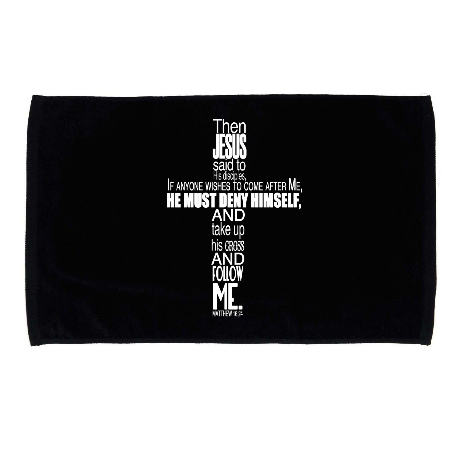 Matthew 16:24 Jesus Said Follow Me Cross Microfiber Hand Towel
