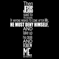 Matthew 16:24 Jesus Said Follow Me Cross Women's V-Neck T-Shirt