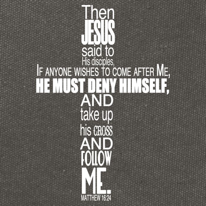 Matthew 16:24 Jesus Said Follow Me Cross Cotton Canvas Backpack