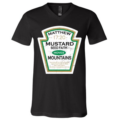 Matthew 17:20 Mustard Label V-Neck T-Shirt
