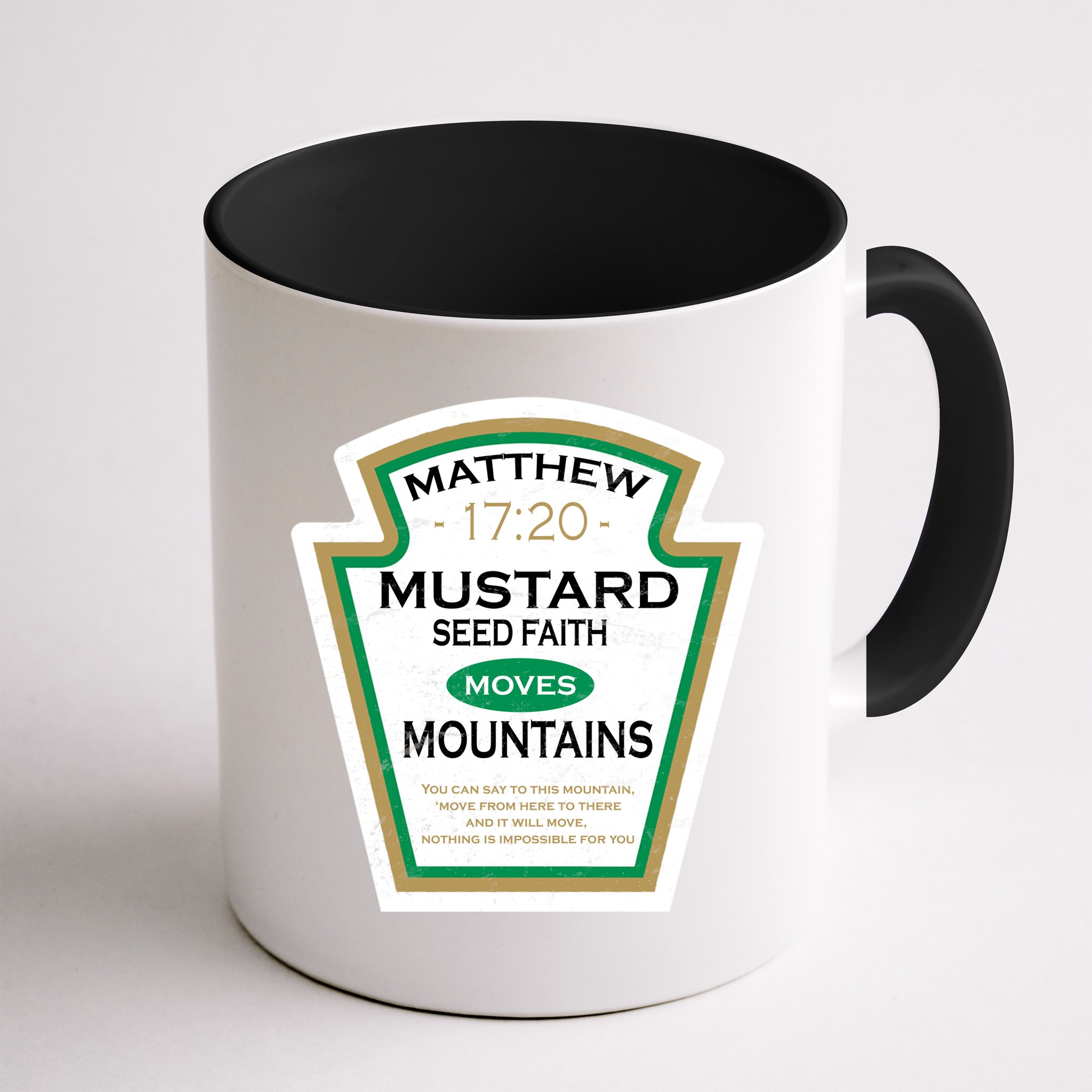 Matthew 17:20 Mustard Label Mug