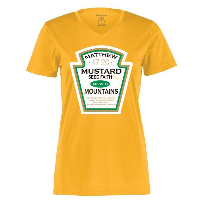 Matthew 17:20 Mustard Label Women's Momentum V-Neck T-Shirt