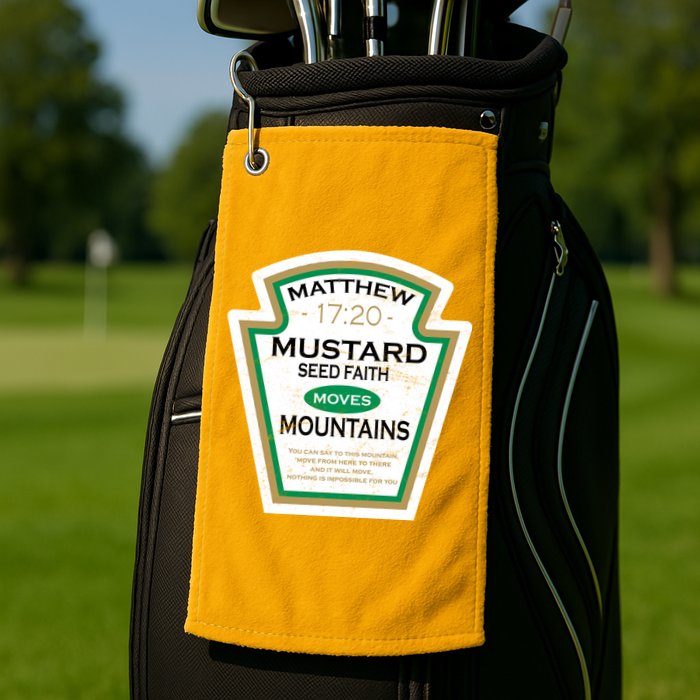 Matthew 17:20 Mustard Label Golf Towel