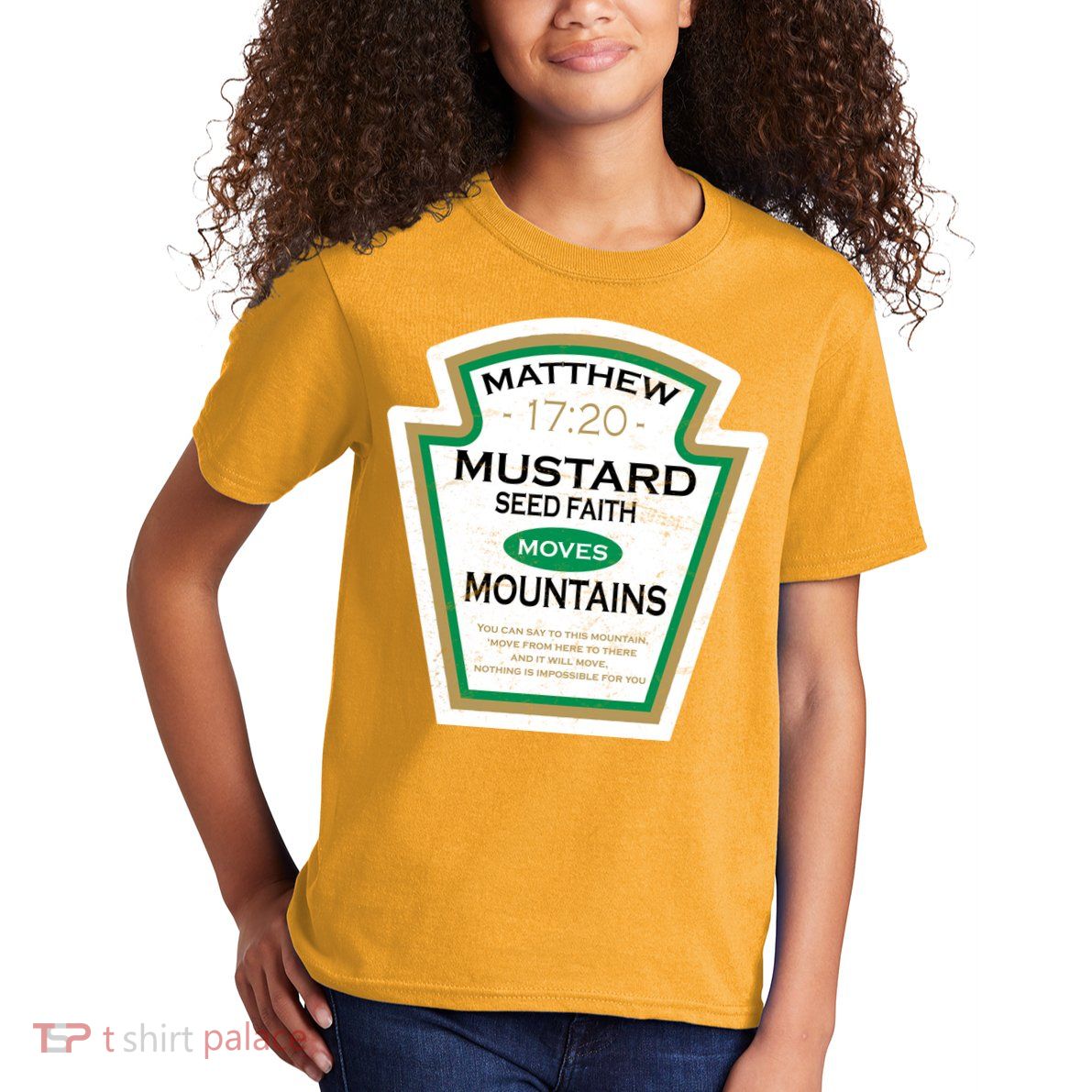 Matthew 17:20 Mustard Label Kids T-Shirt