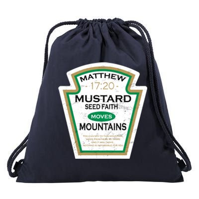 Matthew 17:20 Mustard Label Drawstring Bag