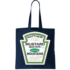 Matthew 17:20 Mustard Label Tote Bag