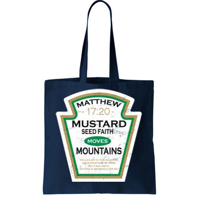 Matthew 17:20 Mustard Label Tote Bag