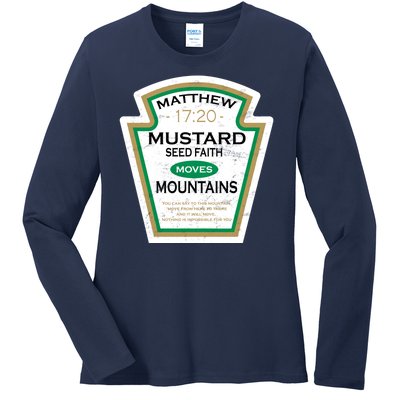 Matthew 17:20 Mustard Label Ladies Long Sleeve Shirt