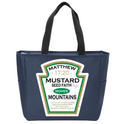 Matthew 17:20 Mustard Label Zip Tote Bag