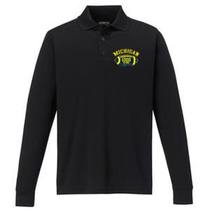 Michigan 1000 One Thousand Wins  Performance Long Sleeve Polo