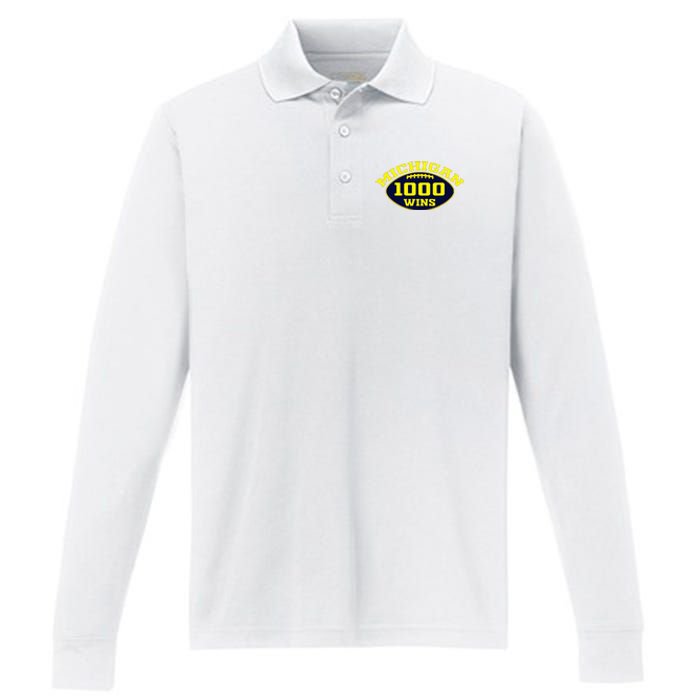 michigan 1000 one thousand wins  Performance Long Sleeve Polo