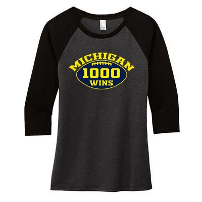 Michigan 1000 One Thousand Wins  Women's Tri-Blend 3/4-Sleeve Raglan Shirt