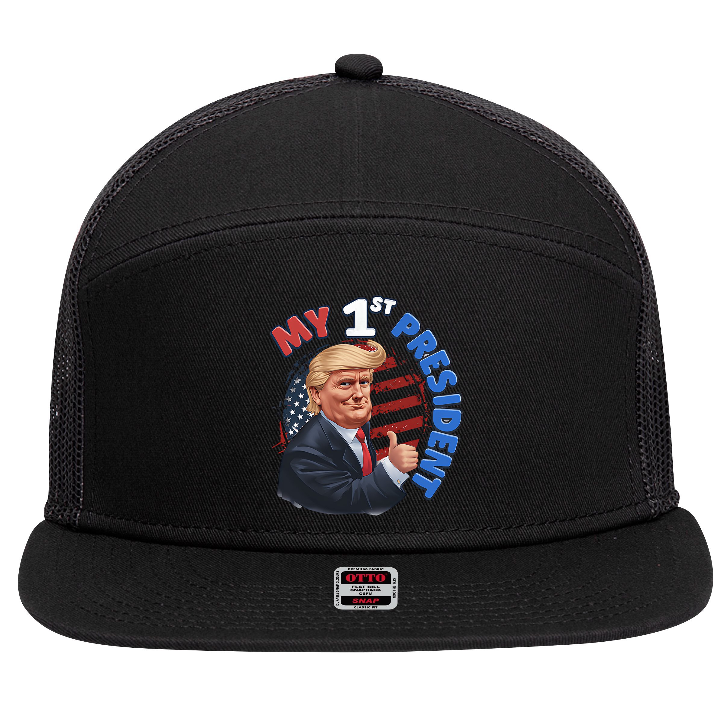 My 1st President 7 Panel Mesh Trucker Snapback Hat