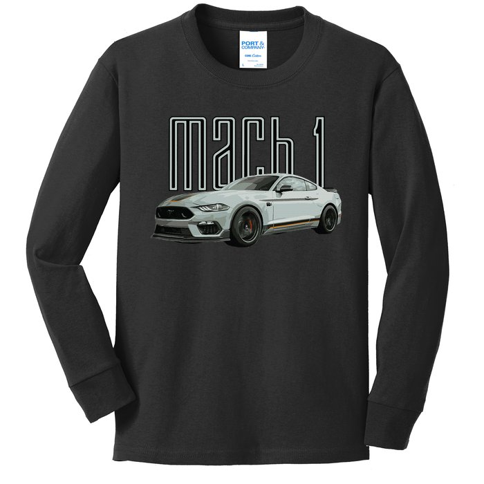 Mach 1 Performance Car 5.0 Liter V8 Muscle Kids Long Sleeve Shirt