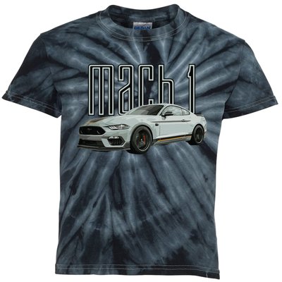 Mach 1 Performance Car 5.0 Liter V8 Muscle Kids Tie-Dye T-Shirt