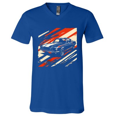 Muscle 1960s Stripepatterned Fastback V-Neck T-Shirt