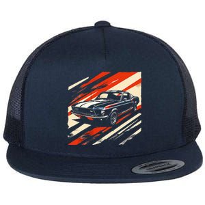 Muscle 1960s Stripepatterned Fastback Flat Bill Trucker Hat