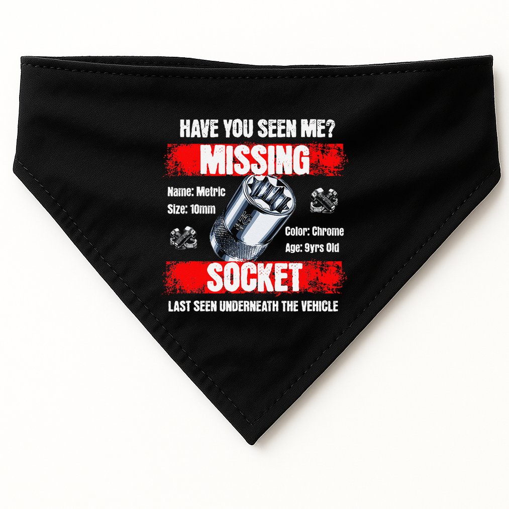 Missing 10mm Socket Funny Mechanics Lifestyle Cartruck Gift USA-Made Doggie Bandana