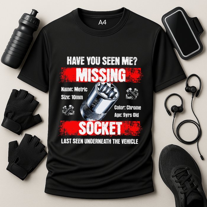 Missing 10mm Socket Funny Mechanics Lifestyle Cartruck Gift Cooling Performance Crew T-Shirt