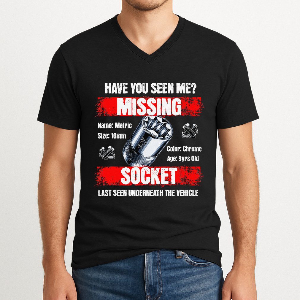 Missing 10mm Socket Funny Mechanics Lifestyle Cartruck Gift V-Neck T-Shirt