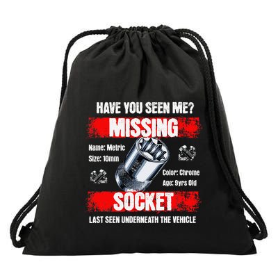 Missing 10mm Socket Funny Mechanics Lifestyle Cartruck Gift Drawstring Bag