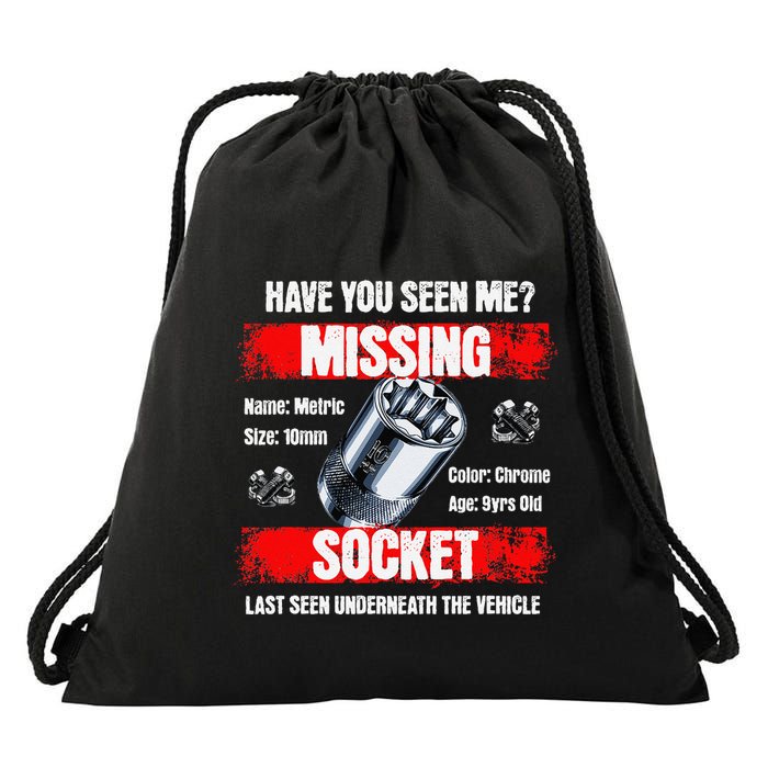 Missing 10mm Socket Funny Mechanics Lifestyle Cartruck Gift Drawstring Bag