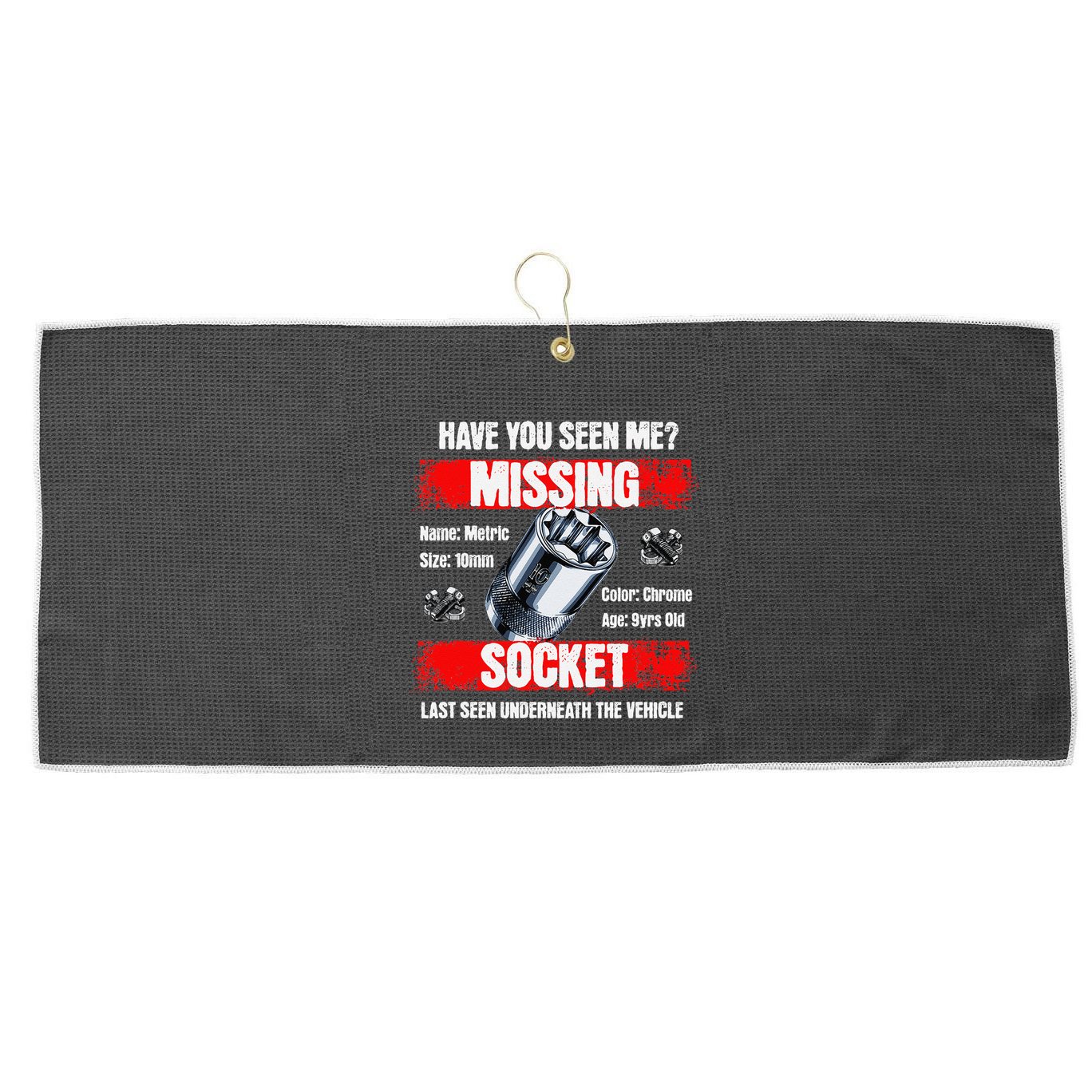 Missing 10mm Socket Funny Mechanics Lifestyle Cartruck Gift Large Microfiber Waffle Golf Towel