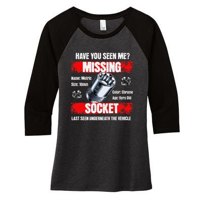 Missing 10mm Socket Funny Mechanics Lifestyle Cartruck Gift Women's Tri-Blend 3/4-Sleeve Raglan Shirt