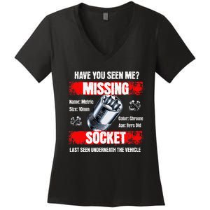 Missing 10mm Socket Funny Mechanics Lifestyle Cartruck Gift Women's V-Neck T-Shirt