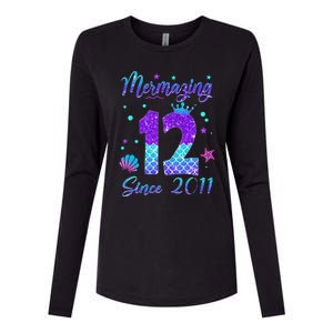 Mermazing 12 Since 2011 12th Birthday Mermaid Theme Womens Cotton Relaxed Long Sleeve T-Shirt