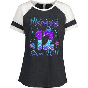 Mermazing 12 Since 2011 12th Birthday Mermaid Theme Enza Ladies Jersey Colorblock Tee