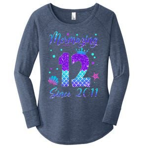 Mermazing 12 Since 2011 12th Birthday Mermaid Theme Women's Perfect Tri Tunic Long Sleeve Shirt