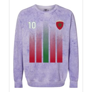 Morocco 10 Soccer Jersey Morocco Football Fan Soccer Colorblast Crewneck Sweatshirt