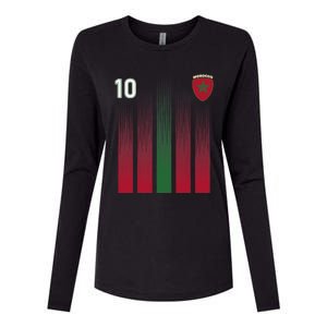 Morocco 10 Soccer Jersey Morocco Football Fan Soccer Womens Cotton Relaxed Long Sleeve T-Shirt