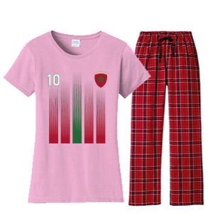 Morocco 10 Soccer Jersey Morocco Football Fan Soccer Women's Flannel Pajama Set