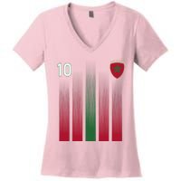 Morocco 10 Soccer Jersey Morocco Football Fan Soccer Women's V-Neck T-Shirt