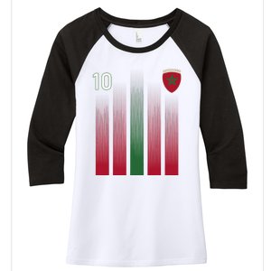 Morocco 10 Soccer Jersey Morocco Football Fan Soccer Women's Tri-Blend 3/4-Sleeve Raglan Shirt