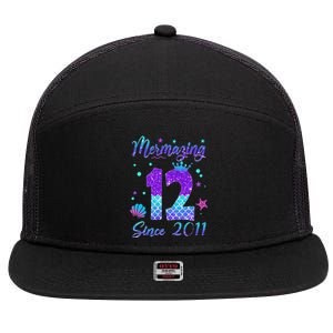 Mermazing 12 Since 2011 12th Birthday Mermaid Theme 7 Panel Mesh Trucker Snapback Hat