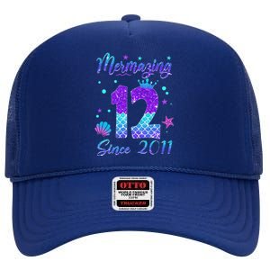 Mermazing 12 Since 2011 12th Birthday Mermaid Theme High Crown Mesh Back Trucker Hat