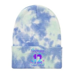 Mermazing 12 Since 2011 12th Birthday Mermaid Theme Tie Dye 12in Knit Beanie