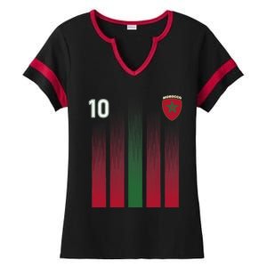 Morocco 10 Soccer Jersey Morocco Football Fan Soccer Ladies Halftime Notch Neck Tee