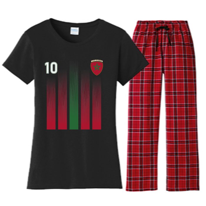 Morocco 10 Soccer Jersey Morocco Football Fan Soccer Women's Flannel Pajama Set