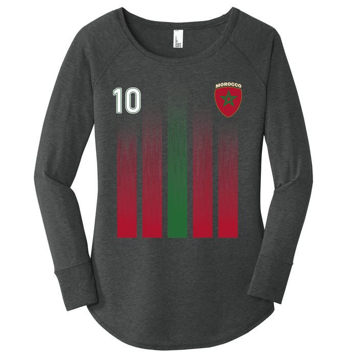 Morocco 10 Soccer Jersey Morocco Football Fan Soccer Women's Perfect Tri Tunic Long Sleeve Shirt