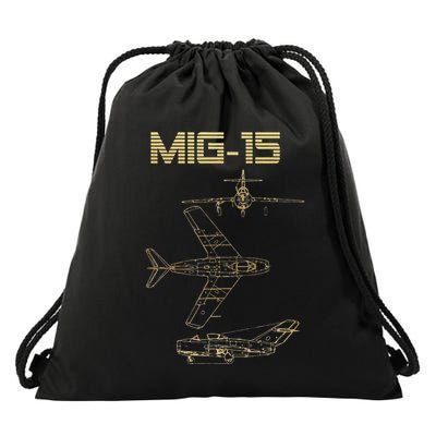 Mig 15 Soviet Plane Warbird Blueprint Schematics Diagram Drawstring Bag